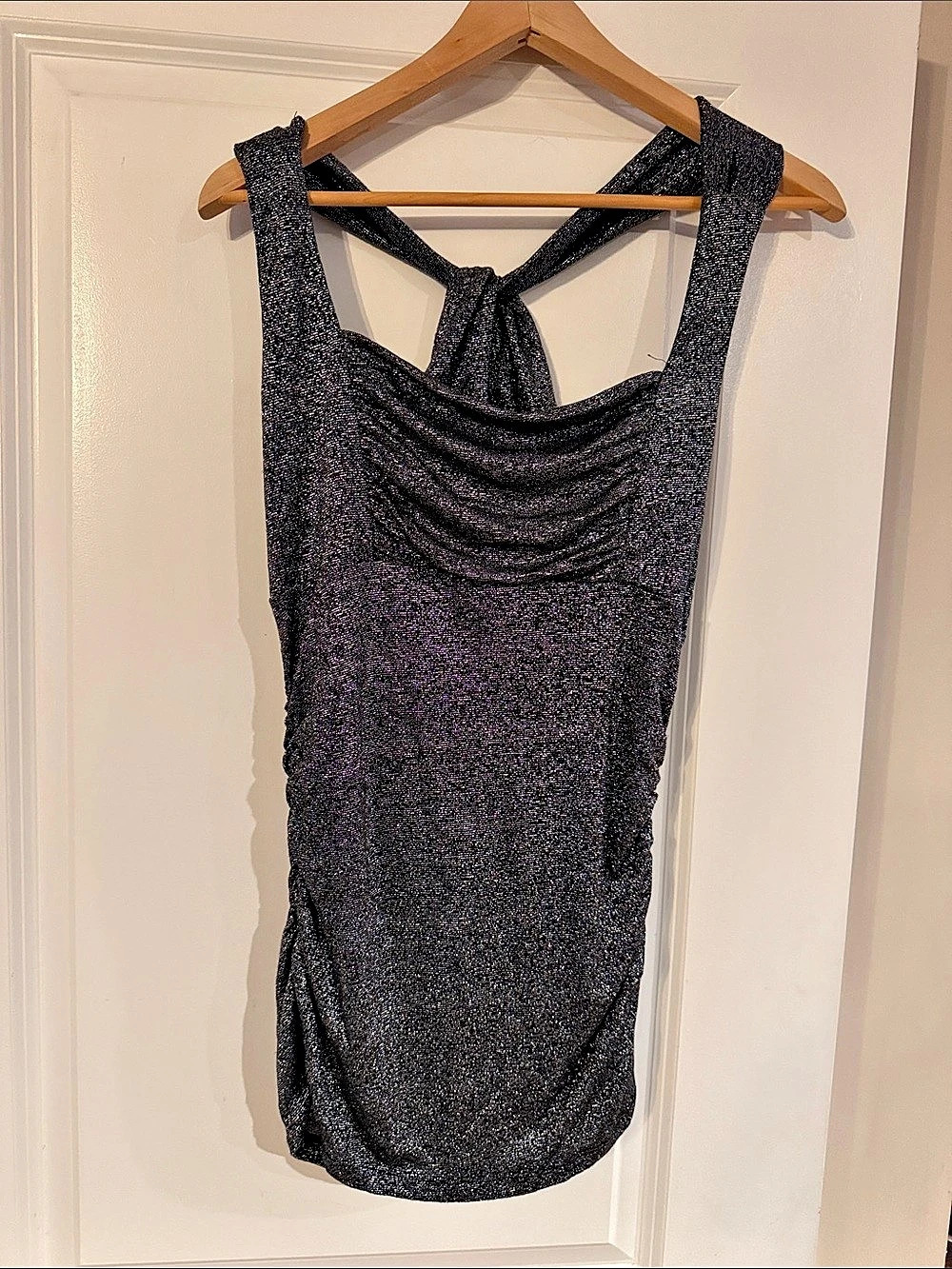 Deb Metallic Cowl Neck Sleeveless Too Size Large Like New